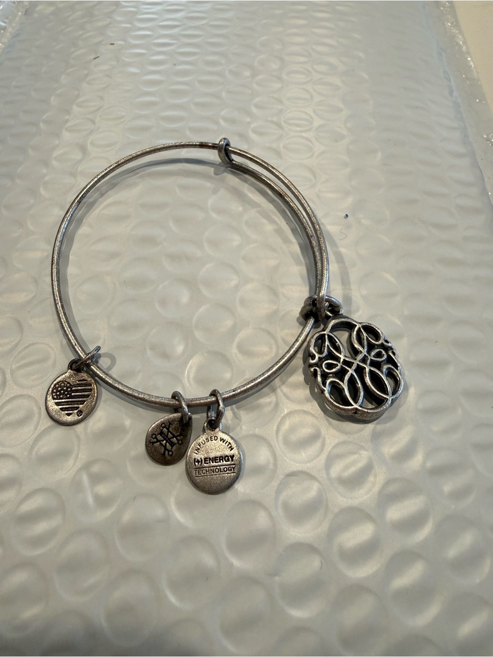 Alex and Ani Silver-Tone Filigree Charm Bracelet